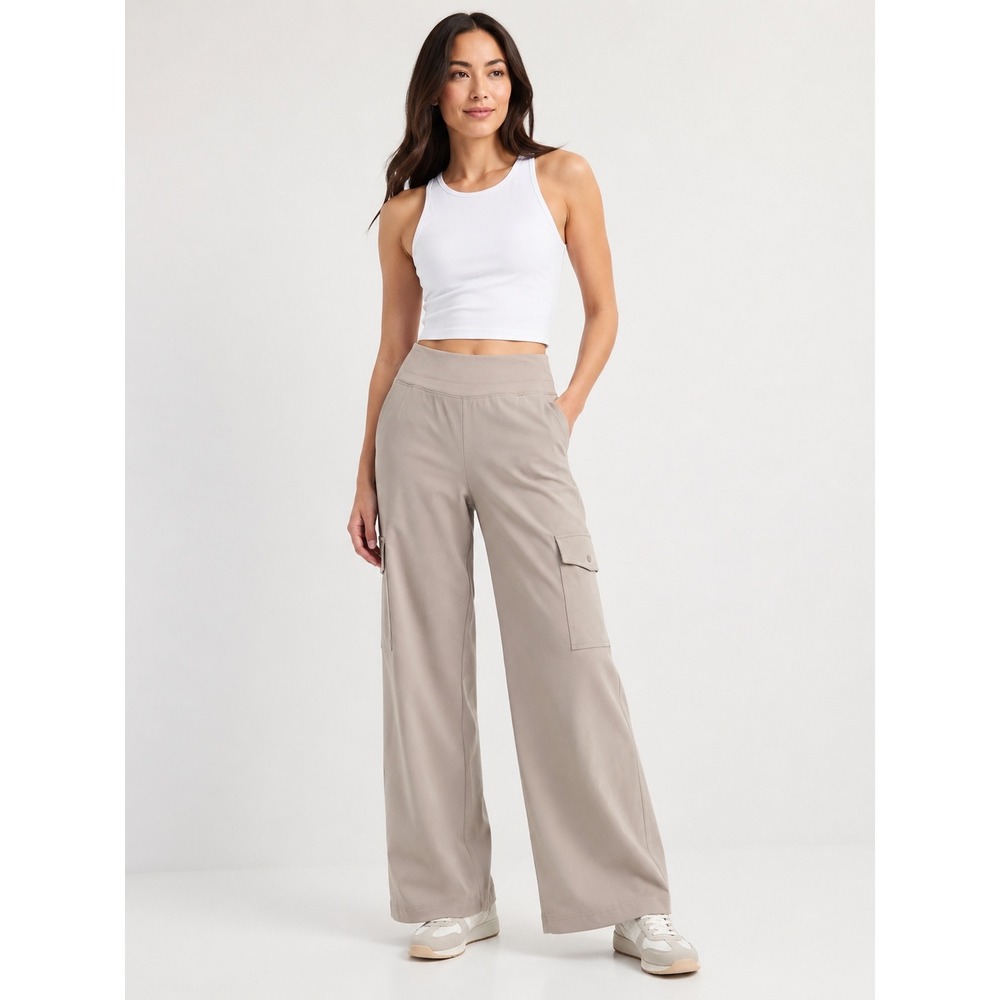 Athleta Venice Cargo Wide Leg Pant Taupe Mushroom Sculptek Light M/P NWT